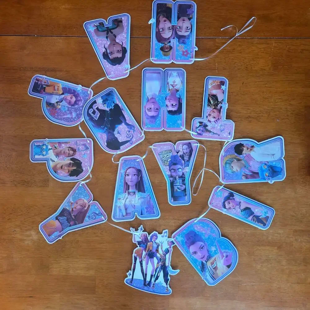 K-Pop Demon Hunters Huntrix Birthday Party Banner Decoration
